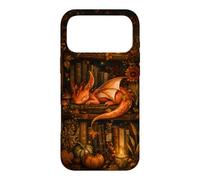 Cute Dragon Bookshelf Cottagecore Fall Pumpkin Cozy Fantasy Case for iPhone 17 Pro Max