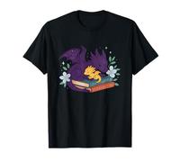 Cute Dragon Fantasy Books Cozy Magical Reading Bookworm Book T-Shirt