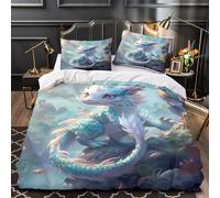 Cute Dragon Fantasy Comforter Cover 3D Print Hotel Quality 3-Piece Bed Set Hidden Zipper Mythical Creature Duvet Cover Extra Soft Anti-allergic for Adults Women Kids Girls Boys Teens King（220x240cm）
