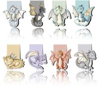 Cute Dragon Magnetic Bookmarks: 8 Pcs Adorable Small Dragon Bookmark Clips in Soft Pastels, Imaginative Theme Book Marks for Reading, Perfect Gift for Kids, Book Lovers and Imaginative Fans