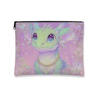 Cute Dragon Makeup Bag, Pastel Fantasy Character Cosmetic Travel Bags for Women, Portable Small Canvas Zipper Pouch, Enchanting Gift Skincare Toiletry Bag Organizer, Peach, 7x9 Inch, Dragon