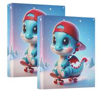 Cute Dragon Print 1 1/2 Inch 3 Ring Binders Hold 200 Sheets Animal Floral Portfolio Folders Round Ring Planner Binder, 12.4x10.63x2.36inch, 1 Pack