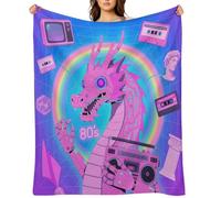 Cute Dragon Print Flannel Throw Blanket Super Soft Lightweight Throw Blanket Fuzzy Comfy Flannel Blankets Warm Plush Throw Blankets for Couch Sofa Bed 50"x60"