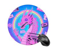 Cute Dragon Print Mouse Pad Round Mouse Mat Leather Non-Slip Rubber Base Mousepad Waterproof Computer Mouses Pad for Laptop Wireless Mouses Keyboard Home Office