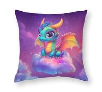 Cute Dragon Rainbow Graphic Cushion Covers Polyester 1 Piece 80x80