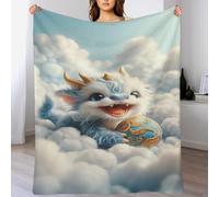 Cute Dragon Soft Throw Plush Blanket Soft Flannel Material - Home Decor Bed, Couch, Sofa Travel Nap Throws Blankets 100×130cm