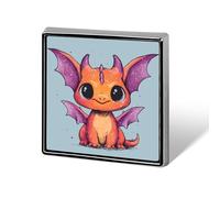 Cute Dragon Square Badge Pin Metal Memorial Brooch Button Lapel Pins for Backpack Wedding