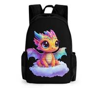 Cute Dragon Trendy Printed Travel Backpack with Pocket Funny 16 Inch Shoulder Daypack for Work Hiking Camping