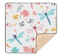 Cute Dragonflies Colorful White2 Large Stylish Baby Play Mat for Floor Washable Padded Baby Mat for Baby Kids Toddlers Infants, 50'' x 50''