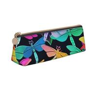 Cute Dragonflies Print Triangular Pencil Case Large-Capacity Stationery Organizer Commute Supplies Pouch