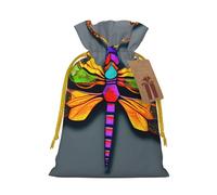 Cute Dragonfly Linen Drawstring Gift Bag Xmas Party Candy Bag Reusable Storage Pouches