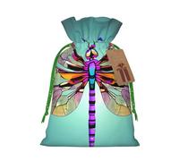 Cute Dragonfly Pattern Linen Drawstring Gift Bag Xmas Party Candy Bag Reusable Storage Pouches