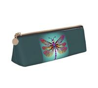 Cute Dragonfly Pattern Print Triangular Pencil Case Large-Capacity Stationery Organizer Commute Supplies Pouch
