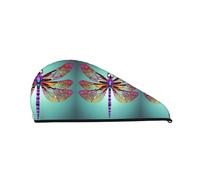 Cute Dragonfly pattern SamLng Coral Velvet Dry Hair Cap â€“ Perfect for Home, Travel, Pool Parties, Beaches, Baths, and More