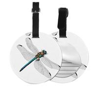 Cute Dragonfly Print 1/2/4pcs Luggage Tags,Round Leather Travel Suitcase Labels with Privacy Name Address Card