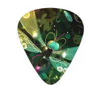Cute Dragonfly Print Guitar Picks 12-Pack - Assorted Thickness Picks (0.46mm, 0.71mm, 0.96mm) with Storage Box & Assorted Unique Design for Acoustic, Electric, Bass, and Ukulele Players