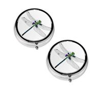 Cute Dragonfly Print Pill Box 3 Compartment Medicine Pill Case,Portable for Pocket Or Purse Pill Organizer Decorative Metal Medicine Vitamin Organizer Unique Gift