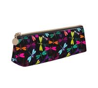 Cute Dragonfly Print Triangle Pencil Case Large-Capacity Stationery Organizer Stylish Pens Pouch