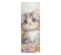 Cute Drawn Cats Bloom yoga mat with carrier bag for outdoor printed, non slip, non slip yoga towel with bag tapete para ejercicio 71x26 inches