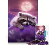 Cute Dreaming Raccoon 1000 Piece Jigsaw Puzzles for Adults Relax Game Good Thick Fun Hobby Xmas Surprise (50x75cm)