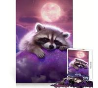 Cute Dreaming Raccoon Jigsaw Puzzles 1000 Piece for Teenagers Logic Game Sharp Edge Hard Challenge Game Night (38x26cm)