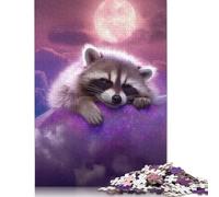 Cute Dreaming Raccoon Puzzle Family Fun Paper Rectangular Jigsaw Puzzle for Kids And Adults Age 12 Years Up Birthday Present 500pcs (52x38cm)