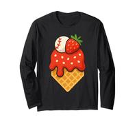 Cute Dripping Ice Cream Baseball Home Plate Strawberry Lover Long Sleeve T-Shirt
