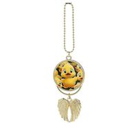 Cute Duck Animal Car Hanging Ornament Rear View Mirror Pendant Lucky Presents Hanging Ornament Funny Car Pendant for Office Auto Home Decoration Golden-style