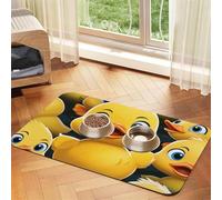 Cute Duck Animal Pet Feeding Mat Absorbent Pu Leather Dog Cat Food Mats Contain Spills Protects Floors, Anti-Slip Rubber Backing Dog Bowl Mats Easy Clean Pet Placemats 30x45cm