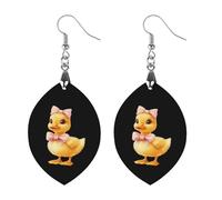 Cute Duck Artistic Wooden Earrings Pendant Vintage Earring Hooks Trendy Vacation Dangle Boho Eardrop Apricot Shaped