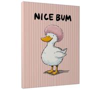 Cute Duck Canvas Wall Art, Peach White Animal Print Poster, Fun Quirky Decor for Living Room, Bedroom, Bathroom, Wrapped Canvas 8x10 Inch