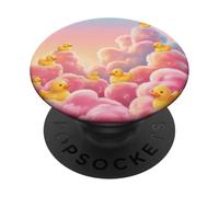 Cute Duck Cloud Aesthetic Pink Sky Dreamy Girly Design PopSockets Adhesive PopGrip