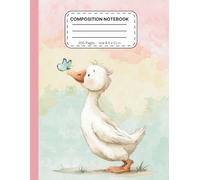 Cute Duck Composition Notebook Adorable Butterfly and Pastel Design, Large 8.5” x 11”, Dot Grid Interior, 200 Pages: Aesthetic Duck and Butterfly ... Journaling, Note-Taking, and Creative Writing