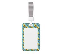 Cute Duck Crown Print Badge Holder with Lanyard, Hard Plastic Vertical Name ID Card Badge Holders