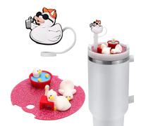 Cute Duck Cup Lid Accessories, Silicone Straw Tips Covers Cap & Acrylic Cup Topper Compatible with 40oz Stanley Cups H2.0 Accessories for Cup Dust Protection