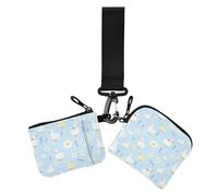 Cute Duck Daisy Lavender Women's Coin Purses Card Cases Thin Flat Card Wallet Money Organizer with Wristlet Strap for Work Travel 2 Packs