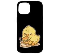 Cute Duck Dipping Burger Cartoon Case for iPhone 15