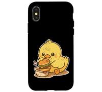 Cute Duck Dipping Burger Cartoon Case for iPhone X/XS