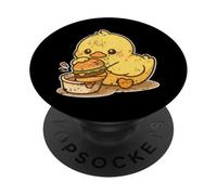 Cute Duck Dipping Burger Cartoon PopSockets Adhesive PopGrip