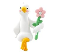 Cute Duck Figurine Car Screen Topper Set with Flower Poses | Four-Pose Flower Duck Pack with Secure Clip-On (No Tape). Adorable rosy-cheeked duck design, safe compact size for drivers,