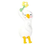 Cute Duck Figurine Car Screen Topper Set with Flower Poses | Four-Pose Flower Duck Pack with Secure Clip-On (No Tape). Adorable rosy-cheeked duck design, safe compact size for drivers,