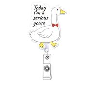 Cute Duck Funny Badge Reel Retractable for Nurse, Today I'm A Serious Goose Club Nursing Badge Holder, Fun Nurse Gifts, Healthcare RN PCT LPN CNA Medical Nursing Student Badge Clip ID Card Accessorie