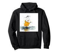 Cute Duck in Raincoat Umbrella Puddle Rainy Day Pullover Hoodie