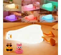Cute Duck Night Light with Color Changing, APP Control Fun Lying Flat Ducky Lamp with Blind Box Gift,Soft Silicone Nursery Nightlight,Dimmable/Timing Bedside Touch Lamp,Baby Adults Kids Room Decor