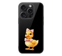 Cute Duck Phone Case Compatible with iPhone 15/15 Plus/15 Pro/15 Pro Max Glass Back Protective Shell