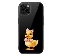 Cute Duck Phone Case Compatible with iPhone 15/15 Plus/15 Pro/15 Pro Max Glass Back Protective Shell