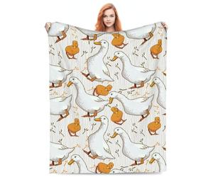 Cute Duck Print Gift Blanket - Soft Flannel Plush Throw, Lightweight Fluffy Decorative Quilt for Kids, Ducks Lover, 80"x60"