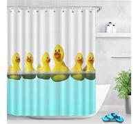 Cute Duck Shower Curtain Waterproof Long Shower Curtain Liner Washable Decor Pattern Quick Dry 240x180cm/96inx72in Weighted Hem, Polyester, for Shower Stall, Bathroom Curtains with 12 PCS Hooks P-546