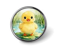 Cute Duck Spirit Badges Pin, Personalized Exquisite Round Badge, 1 Inch Button Pins for Women And Men, Decorative Metal Round Brooch for Clothing, Backpacks, And Hats