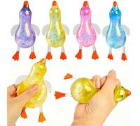 Cute Duck Squishies Sugar Stress Ball for Anxiety Relief Soft Pink Ducklings Slow Rise Sensory Fidget Toy for Kids and Adults Glitter Squeeze Toys for ADHD Party Favors Easter Basket Stuffers
